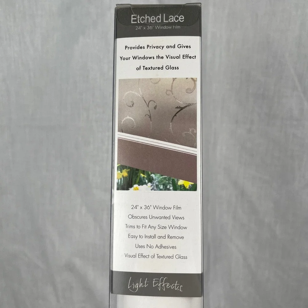 2-Etched Lace Window Film 24 x 36‎ Privacy Textured Glass Effect Light Effects